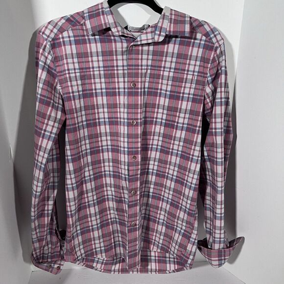 Under Armour Blue Red Plaid Button Up Fitted Long Sleeve Shirt Men's Size Small - Picture 1 of 5